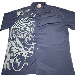 Vintage jnco jeans flocked velvet dragon navy blue up skater sz XL